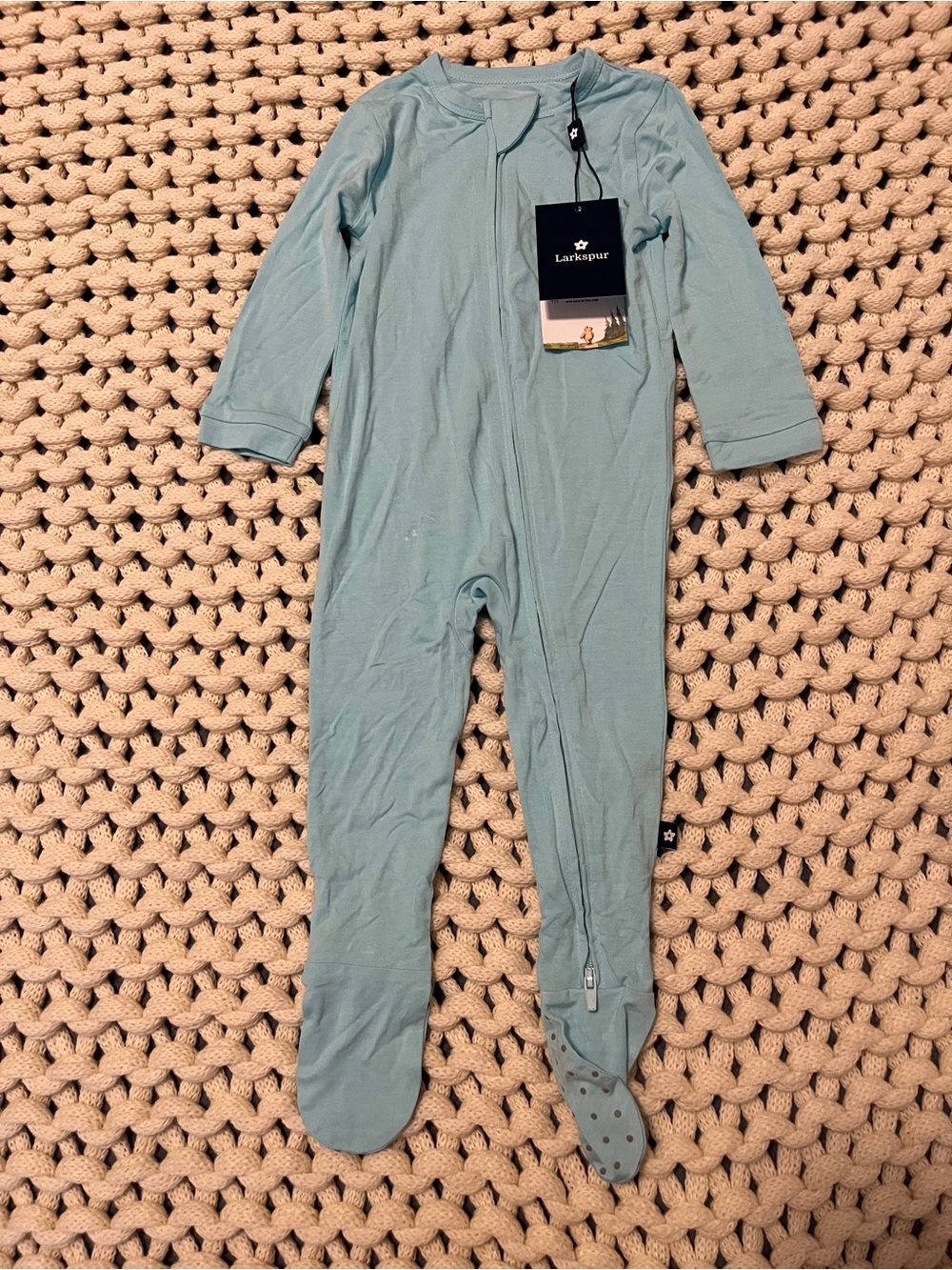 Larkspur blue Footed Zipper Pajama One-Piece for Kids